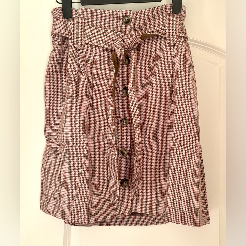 Checkered Button-Front Skirt